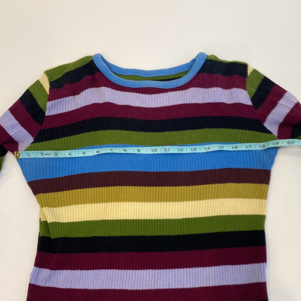 Vintage Y2K Colorful Striped Color Block Pullover Sweater Sz Lg Ribbed - Picture 4 of 8